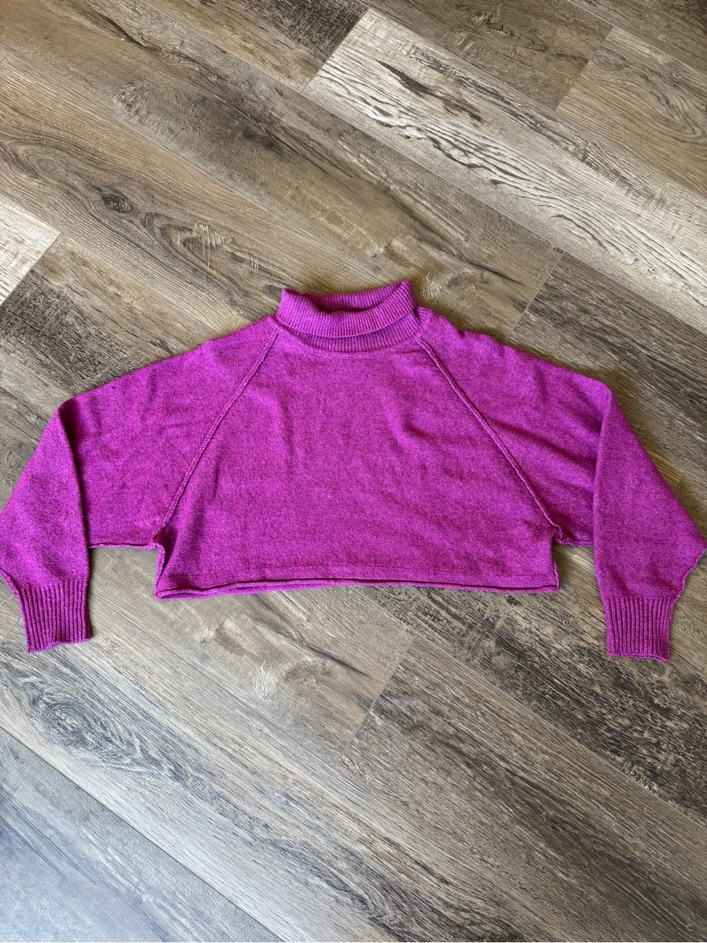 Urban Outfitters Cropped Turtleneck Sweater in Bright Magenta